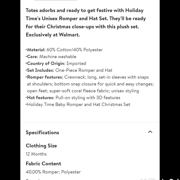 ♥️5 For $25 NEW Holiday baby cozy Santa Romper size 12M - Picture 6 of 11